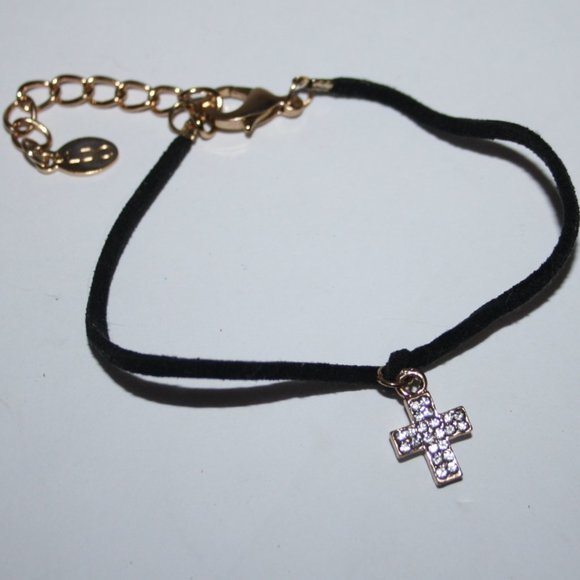 Black and gold CZ stone cross bracelet ALDO Sparkling - Picture 1 of 4